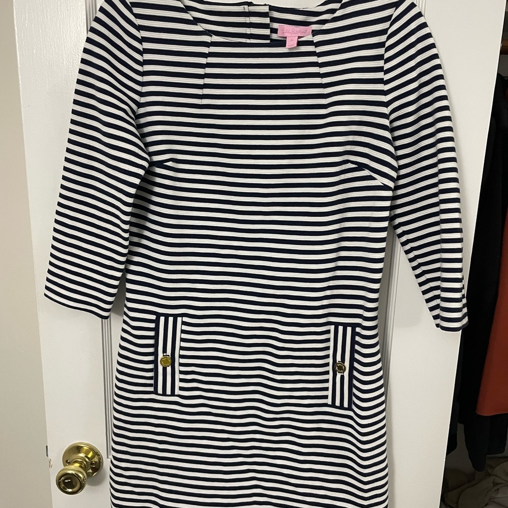 Lilly Pulitzer White and Navy Striped Dress